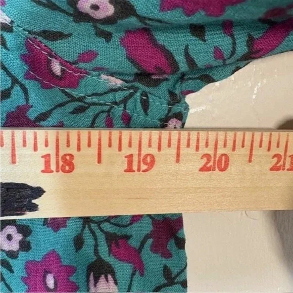 Sundance Vibrant Teal and Purple Floral Blouse - Picture 6 of 11